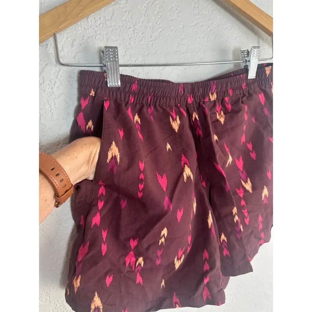 Patagonia Baggies Women's Maroon Shorts Aztec Arrow Print Pockets Summer